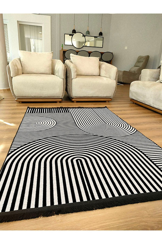 Halı Vagonu130 Iskandinav Modern Halı Dekoratif Salon Halısı Saçaklı Yıkanabilen Halı