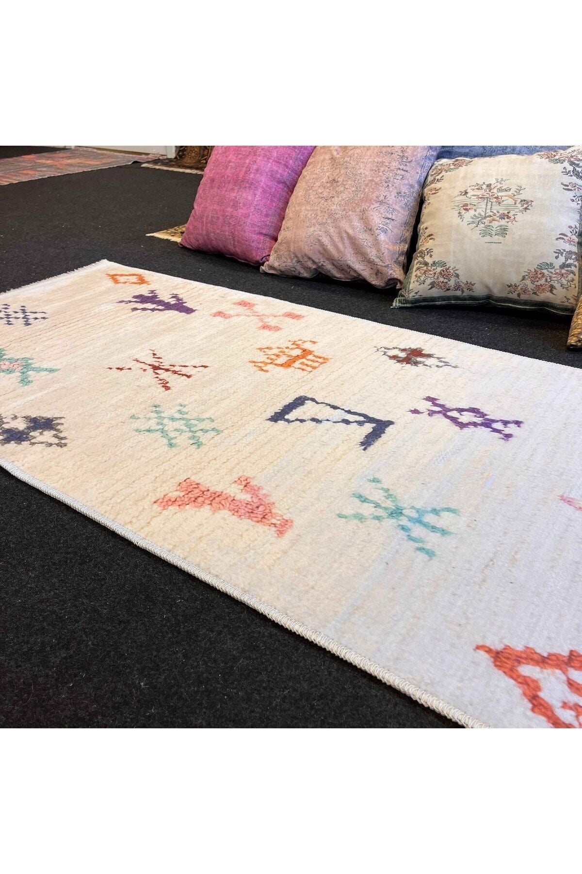 Yumuşak Dokulu Bambu Soft Kilim Ourain Saçaklı Dijital Baskı HV-SK-O9