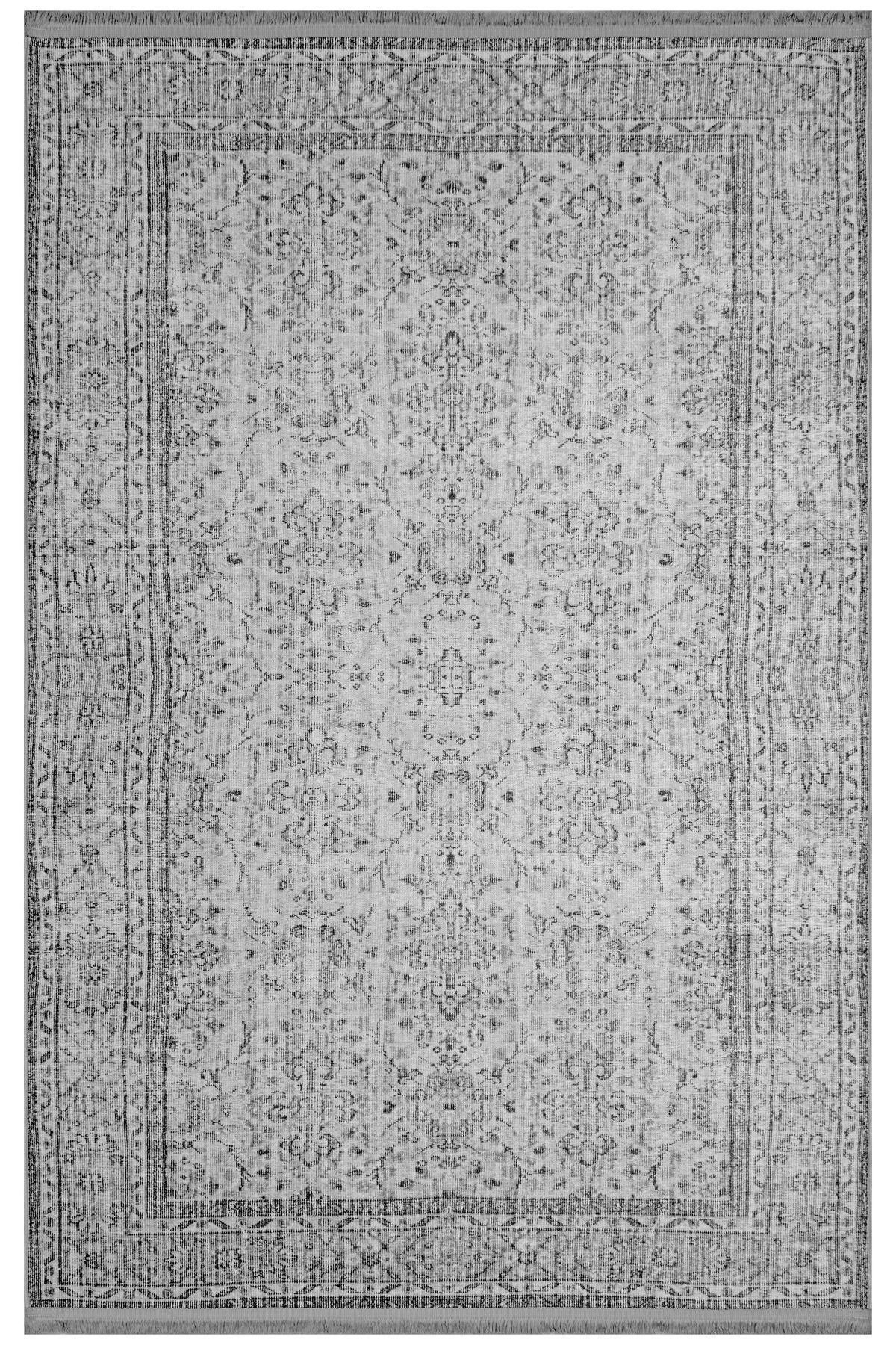 Mars 2194 Gri Antrasit Etnik Vintage Desenli Dokuma Taban Halı