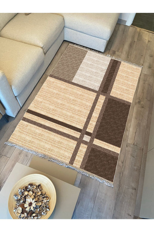 Cotton Kilim 44 Jut Efekli Natural Modern Dekoratif Yıkanabilen Dokuma Kilim