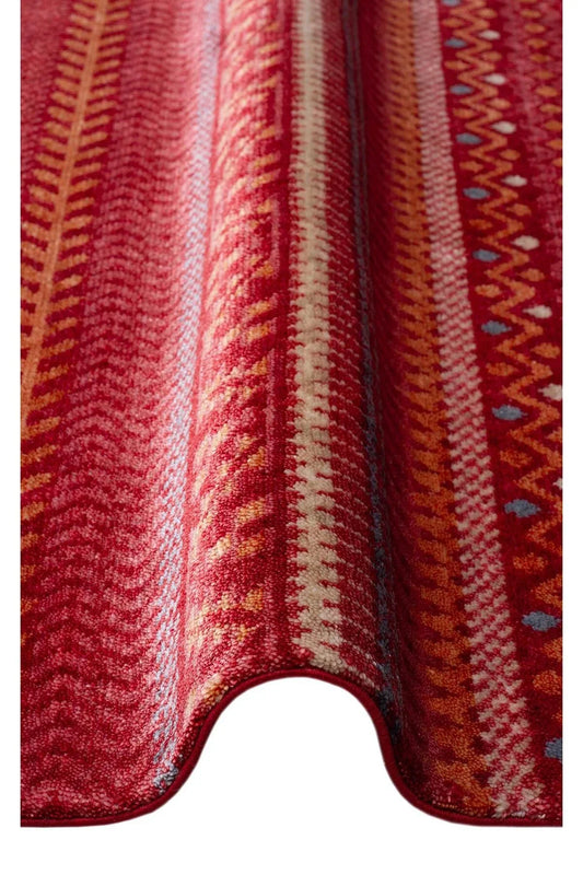 Zara Zr 19 Red Multy Otantik Desenli El Emeği Ile Özel Tezgahlarda Üretilen Modern Uşak Halısı - HALI VAGONU