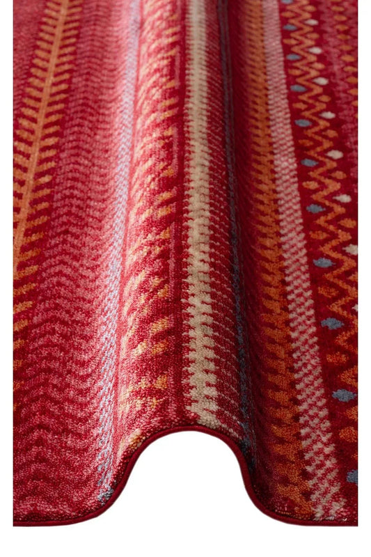 Zara Zr 19 Red Multy Otantik Desenli El Emeği Ile Özel Tezgahlarda Üretilen Modern Uşak Halısı - HALI VAGONU