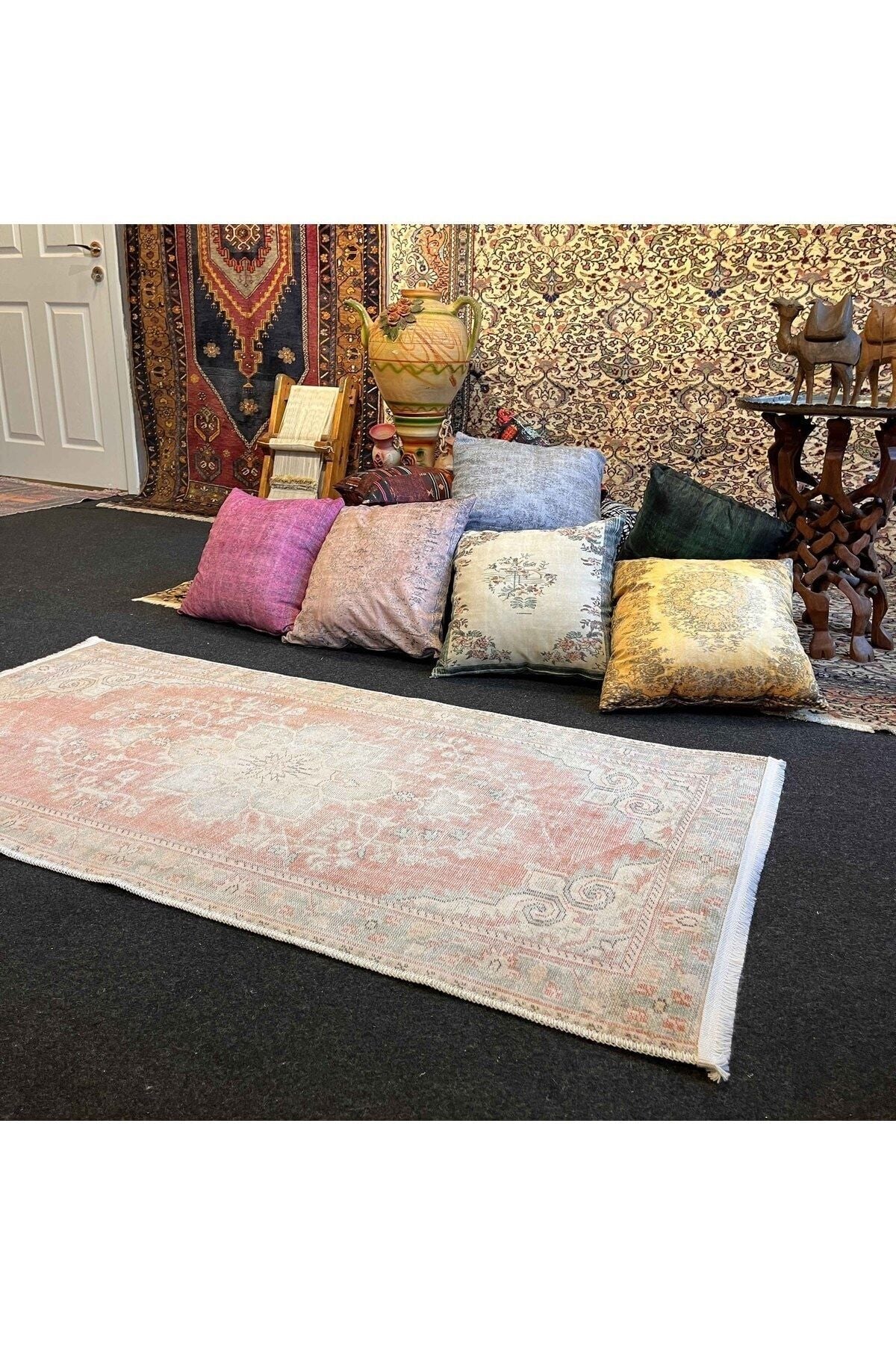 Yumuşak Dokulu Bambu Soft Kilim - Vintage Saçaklı Dijital Baskı HV-SK-23