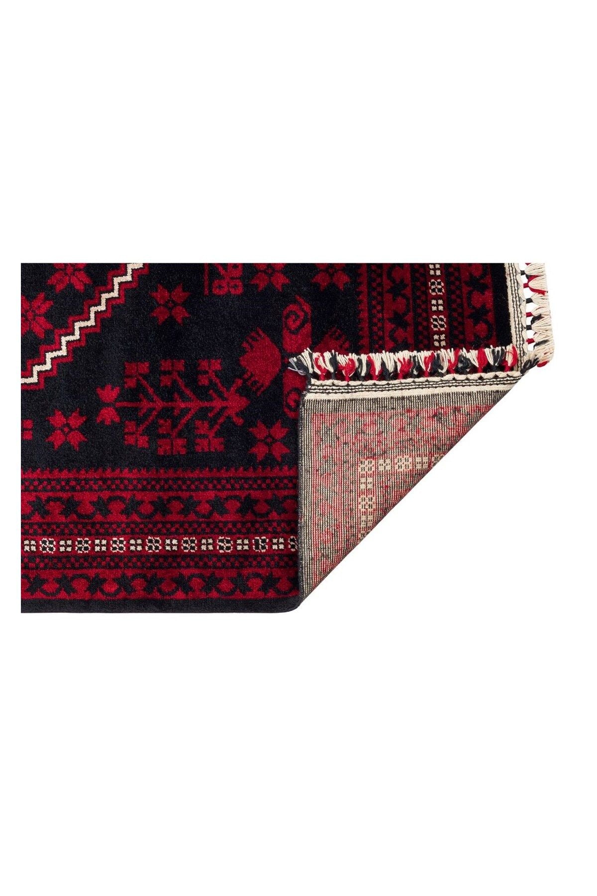 Nostaljı 956 Blue Afgan/yağcıbedir Desenli El Emeği Ile Özel Tezgahlarda Üretilen Bambu Uşak Halı