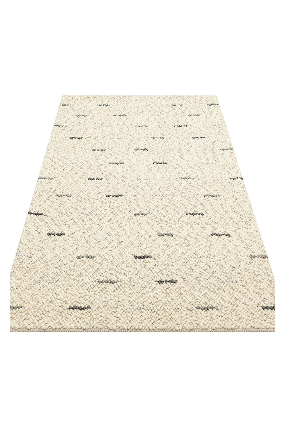 JADE JD 06 ANTRASİT GREY Naturel Kazak Örgü Desenli El Dokuma Örgü Halı