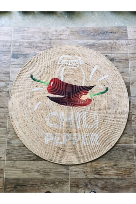 Halı Vagonu Şili Biberi Yuvarlak Jüt Örme Hasır Halı/Kilim HV-JH-07