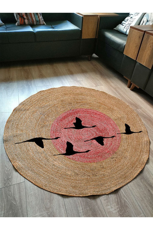 Hasır Jüt Görünümlü Dokuma Kaymaz Taban Kilim