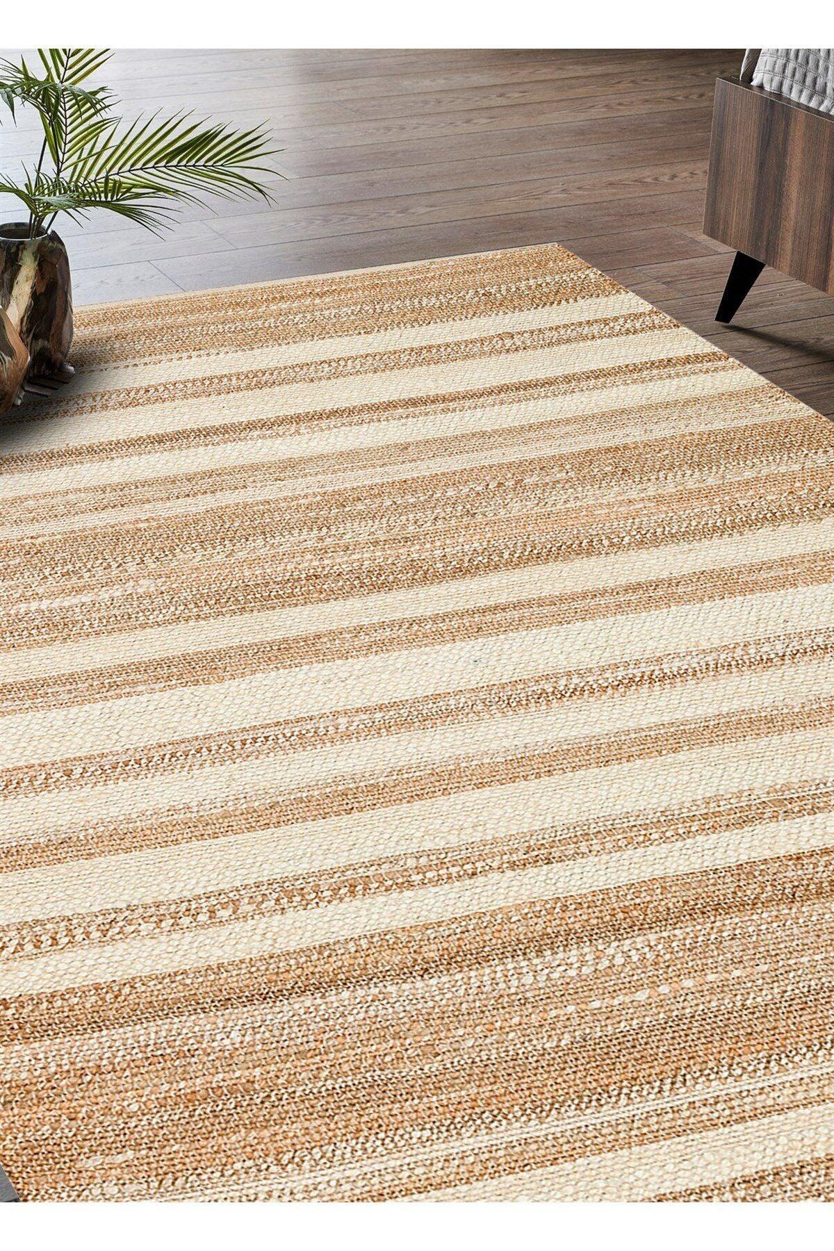 Echo Ech 11 Natural Whıte Xw El Dokuma Naturel Jüt Hasır Halı - HALI VAGONU
