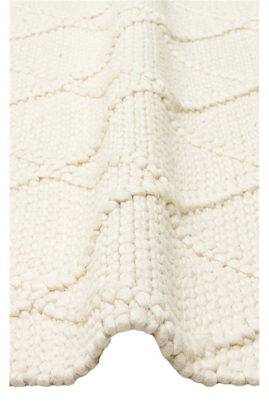 JADE DIAMOND CREAM Naturel Kazak Örgü Desenli El Dokuma Örgü Halı