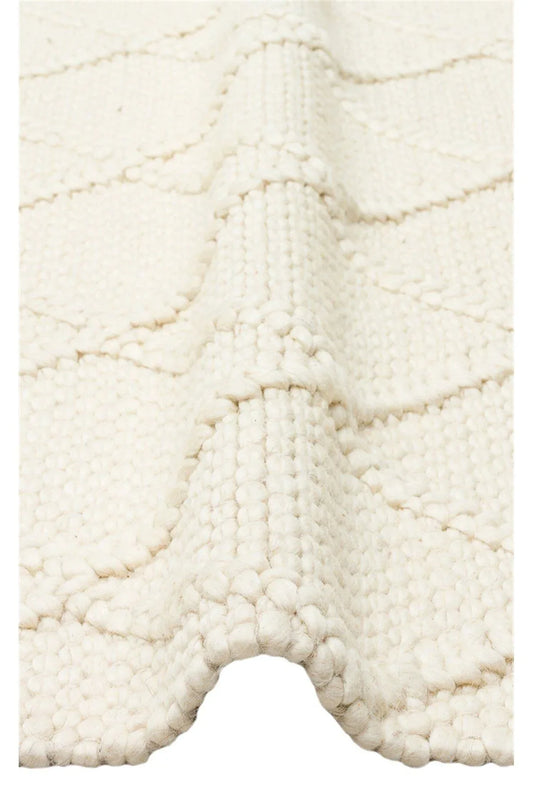 JADE DIAMOND CREAM Naturel Kazak Örgü Desenli El Dokuma Örgü Halı - HALI VAGONU