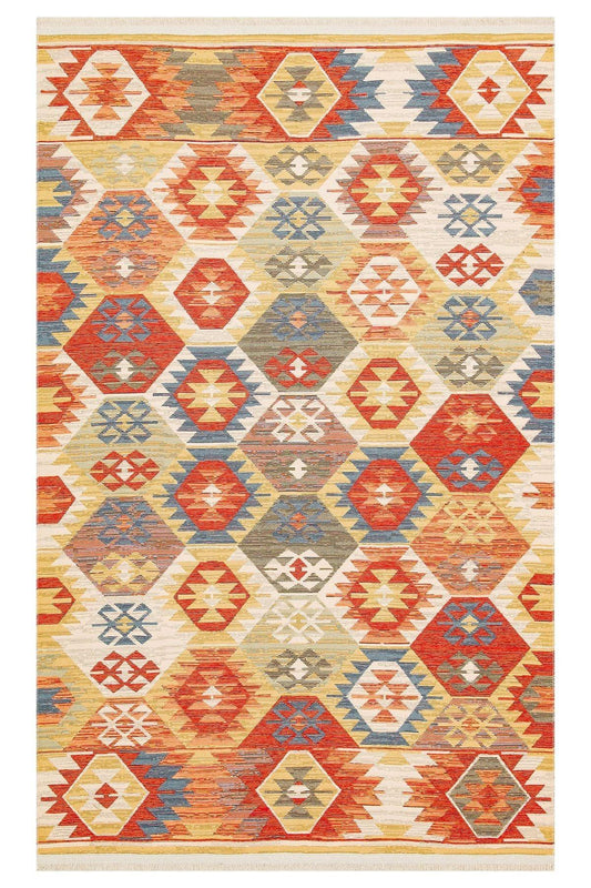 NOMAD NMD 01 MULTY Yıkanabilir, Çift Taraflı Kullanıma Uygun Yumuşak Tuşeli Otantik Kilim - HALI VAGONU