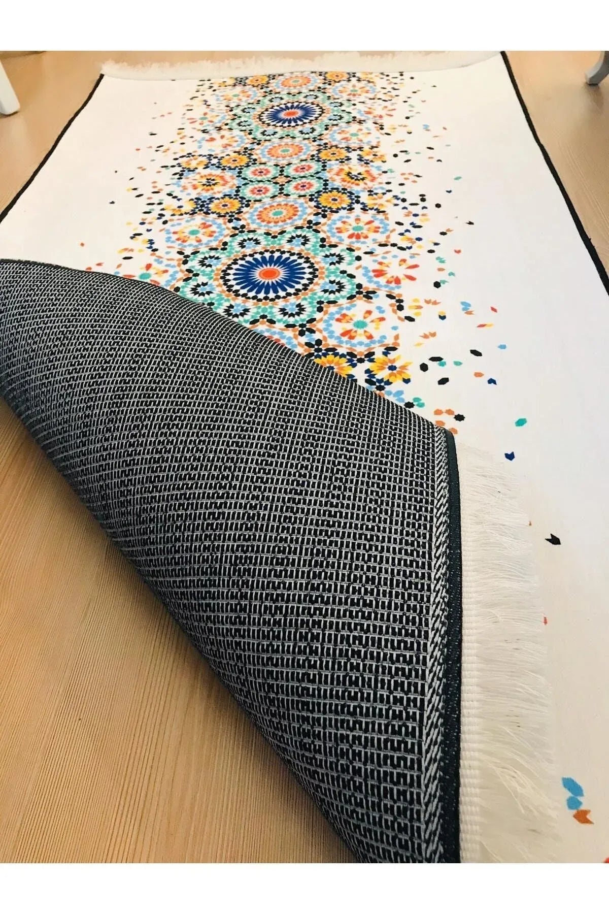 Yumuşak Dokulu Bambu Soft Kilim - Etnik Saçaklı Dijital Baskı HV-SK-913 - HALI VAGONU