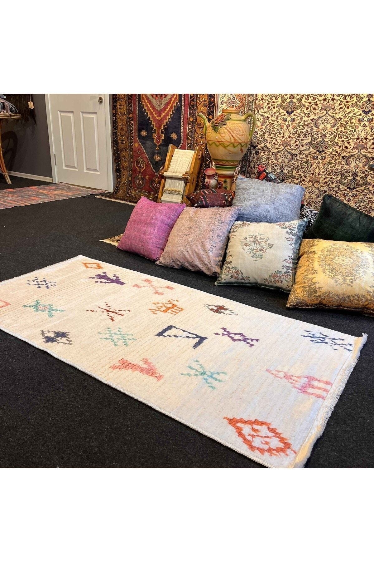 Yumuşak Dokulu Bambu Soft Kilim Ourain Saçaklı Dijital Baskı HV-SK-O9