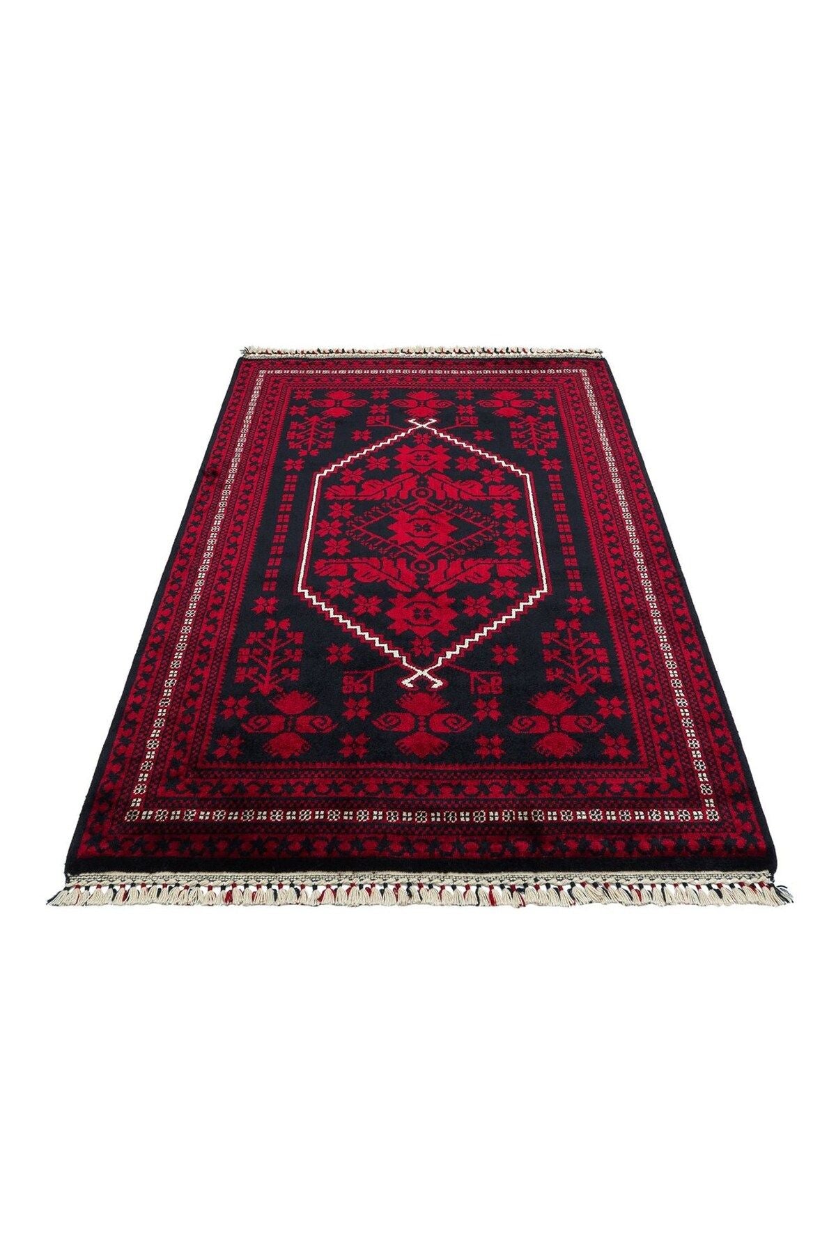 Nostaljı 956 Blue Afgan/yağcıbedir Desenli El Emeği Ile Özel Tezgahlarda Üretilen Bambu Uşak Halı