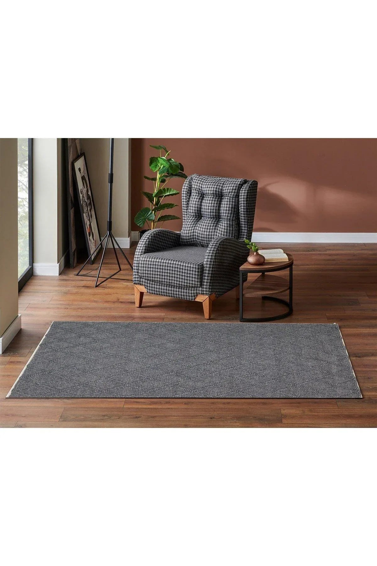 JADE DIAMOND ANTRASIT Naturel Kazak Örgü Desenli El Dokuma Örgü Halı - HALI VAGONU