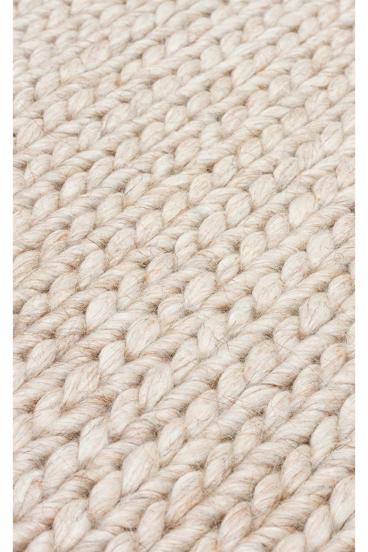JADE BASKETWEAVE BEIGE Naturel Kazak Örgü Desenli El Dokuma Örgü Halı