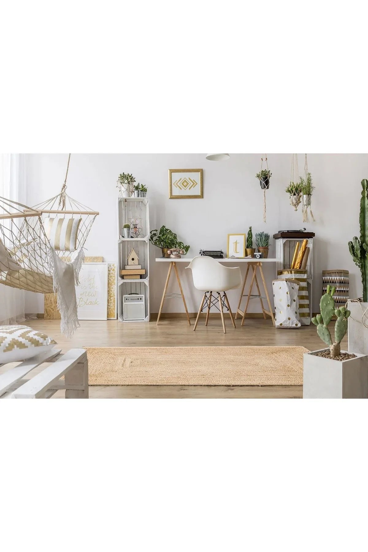 ECHO ECH 10 NATURAL El Dokuma Naturel Jüt Hasır Halı - HALI VAGONU