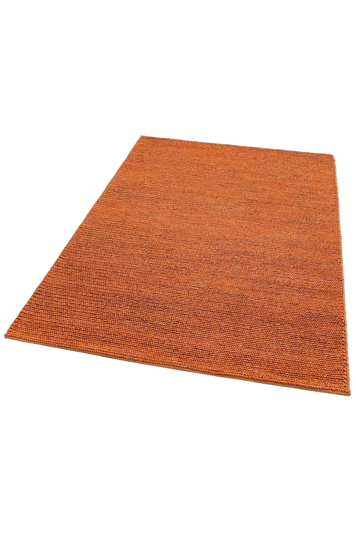 Fine Choti Rust Terra Flatweave El Dokuma Naturel Jüt Hasır Halı'nın odada kullanımı.