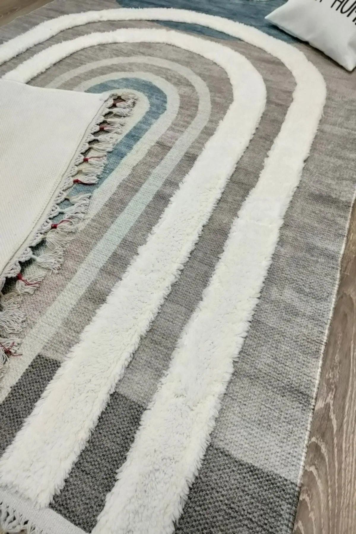 Tafting Kilim Serisi Üzeri Peluşlu Dokuma Taban Dekoratif Kilim - HALI VAGONU