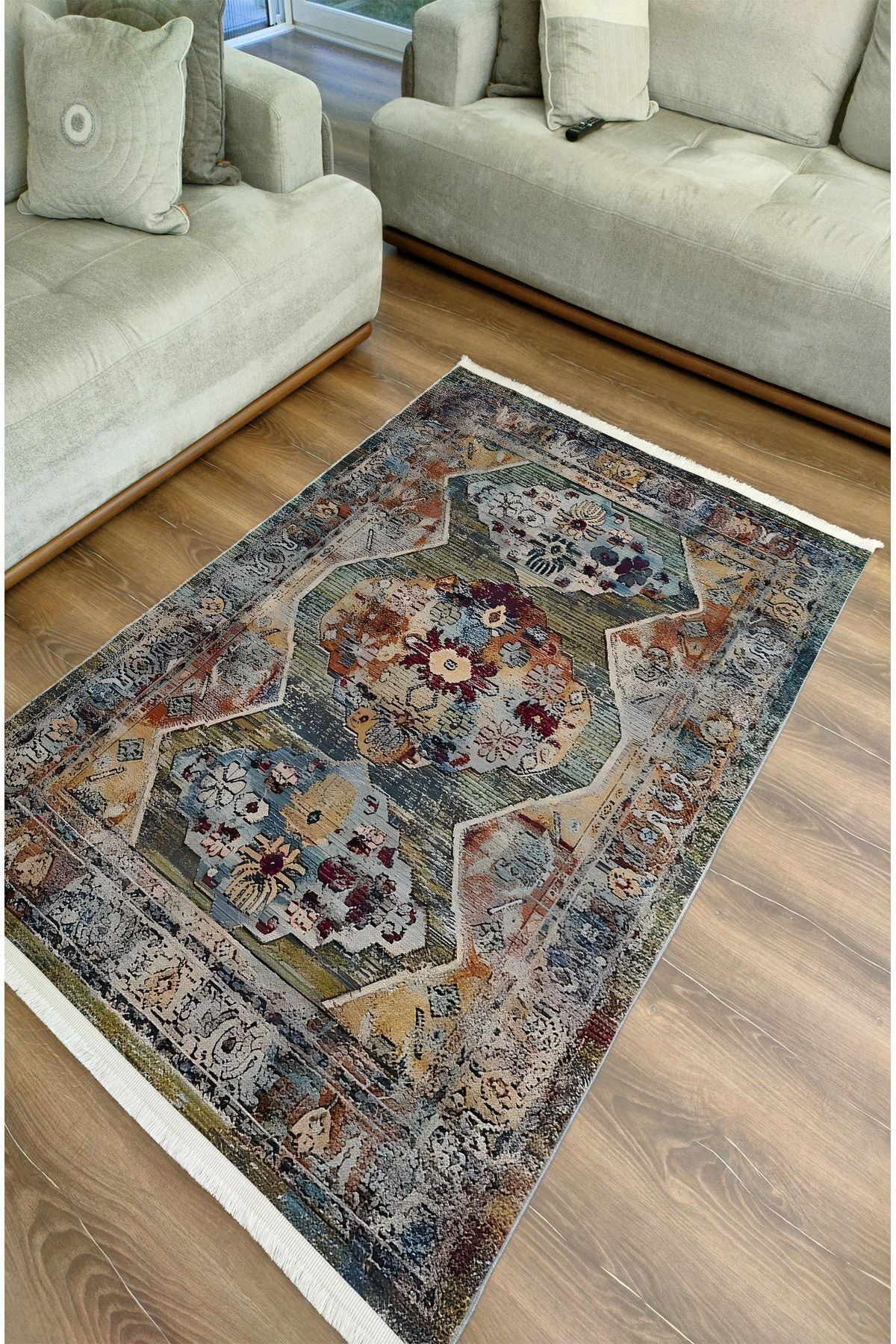 Halı Vagonu 63 Renkli Klasik Desenli Yıkanabilir Kaymaz Salon Halısı, Koridor Ve Mutfak Halısı