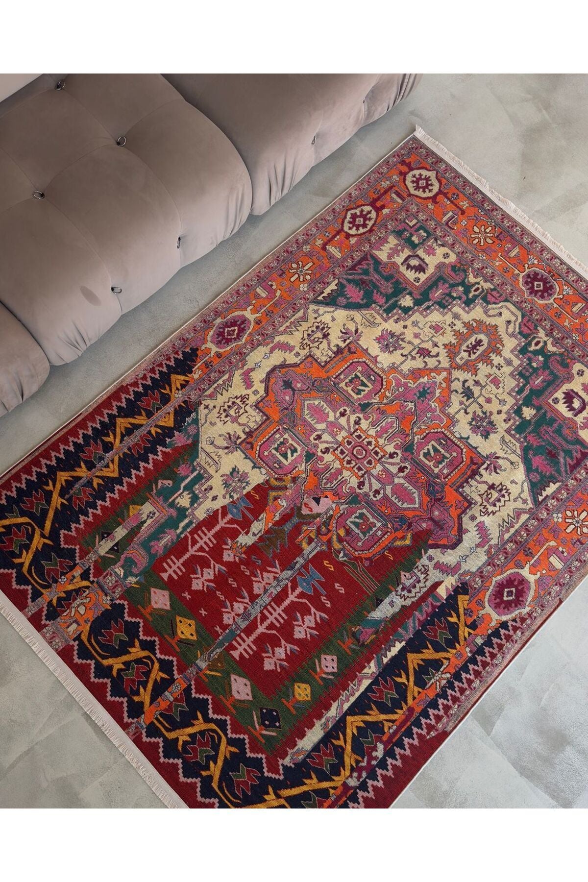 Halı Vagonu 15 Sanatsal Artwork Stil Çok Renkli Vintage Dokuma Taban Halı