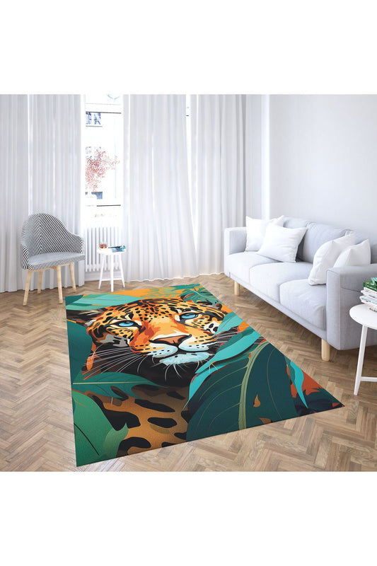 Kaplan Temalı Botanik pastel Tonlarında Dokuma Taban Salon Halısı Çocuk Halısı Halı Vagonu 250