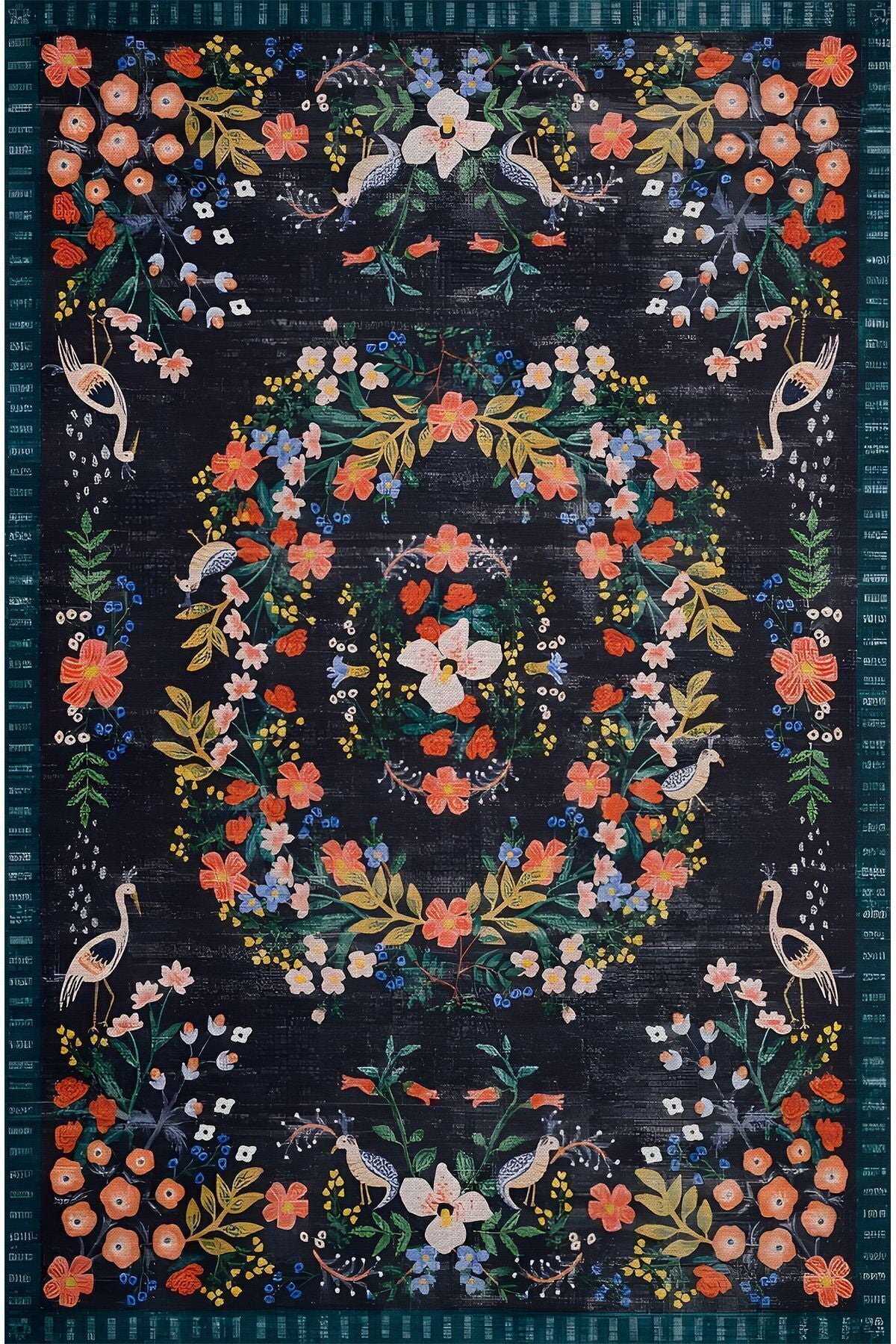 HV 61 Modern Stil Lacivert Tonda HV Halı Ve Kilim Salon Halısı Saçaklı Yıkanabilen Halı