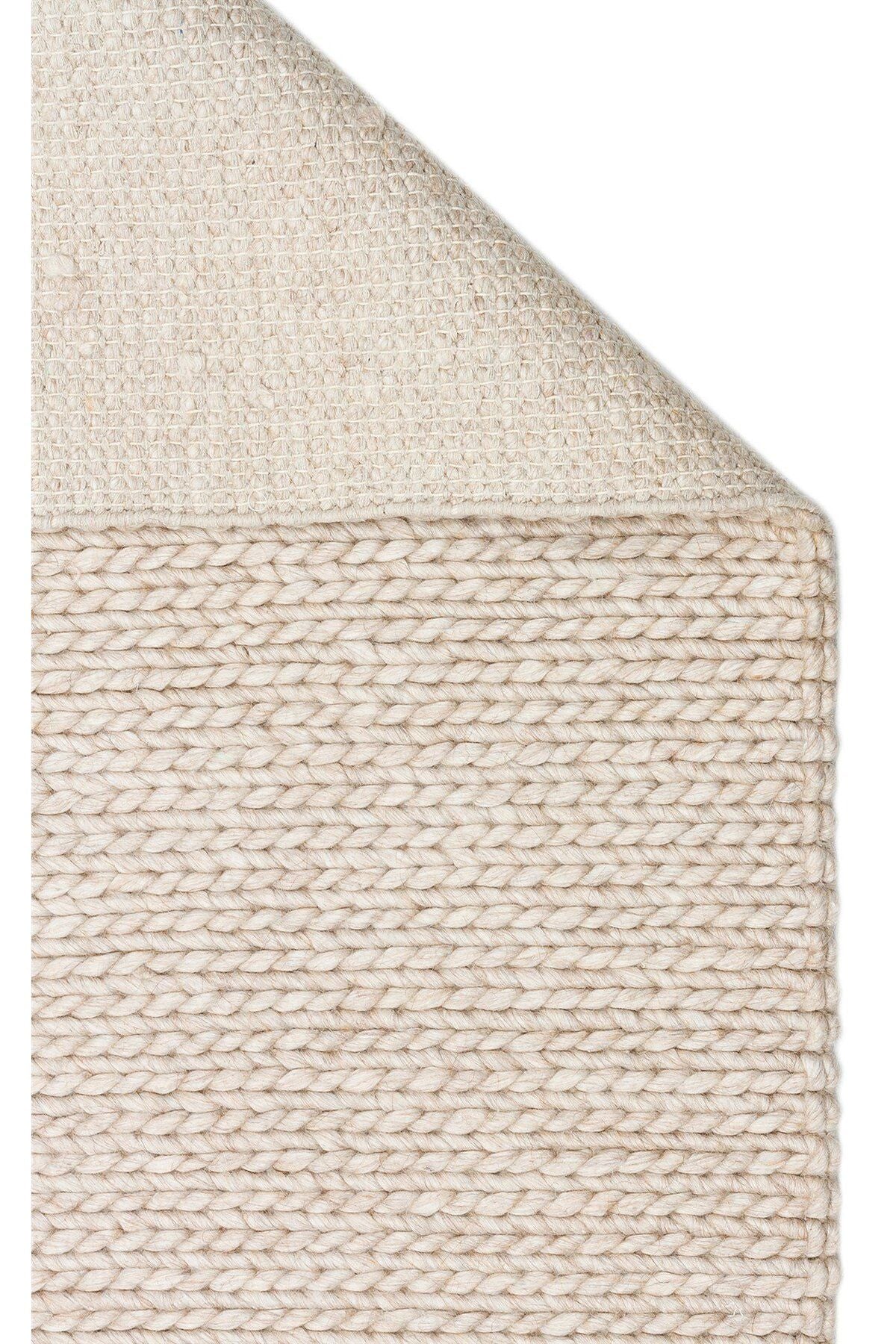 JADE BASKETWEAVE BEIGE Naturel Kazak Örgü Desenli El Dokuma Örgü Halı