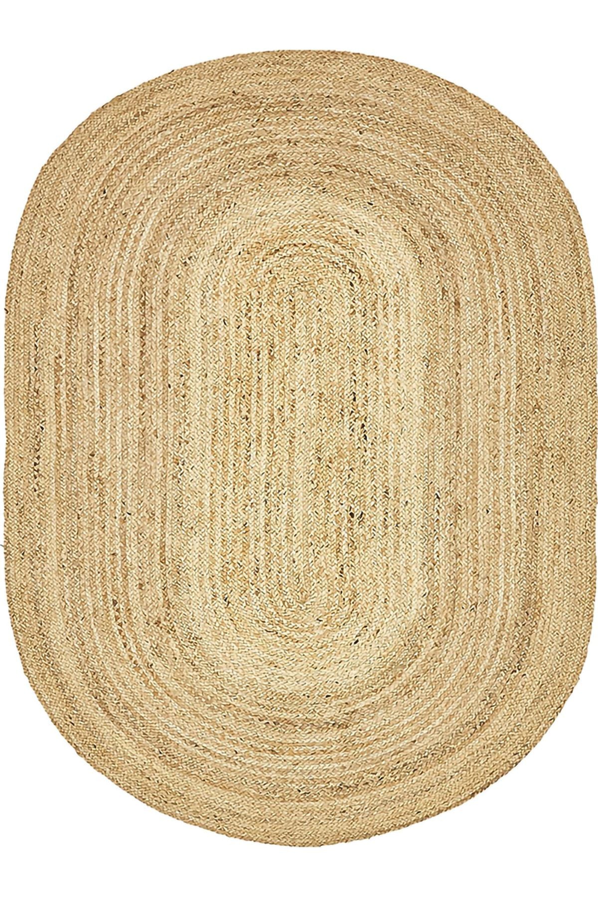 Boho 974 Oval Doğal Jüt Rengi Örgü Yuvarlak Natural Çift Taraflı Halı