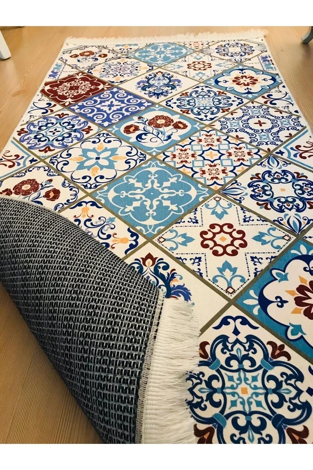 Yumuşak Dokulu Bambu Soft Kilim - Etnik Saçaklı Dijital Baskı HV-SK-906 - HALI VAGONU