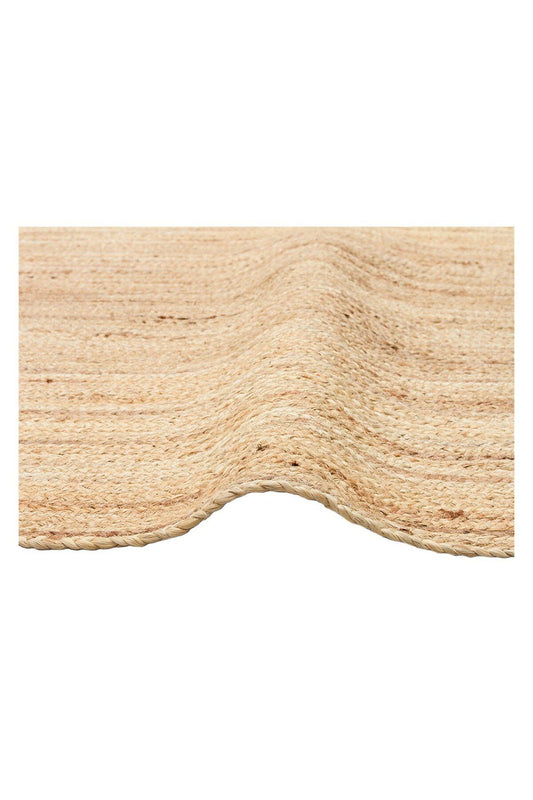 JUNO ECH 01E NATURAL El Dokuma Naturel Jüt Hasır Halı, çift taraflı kullanıma uygun ve saçaklı kenar bitimi ile dikkat çekiyor.