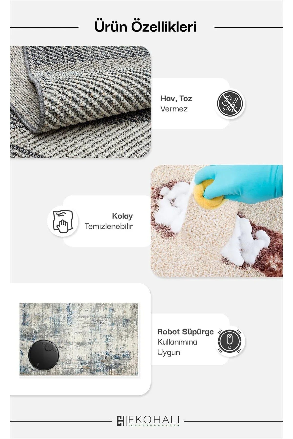 KALAHARİ KLH 01 GREY BEIGE Özel Dokuma Tekniği Ile Üretilen Modern Sade Desenli Makine Halısı - HALI VAGONU