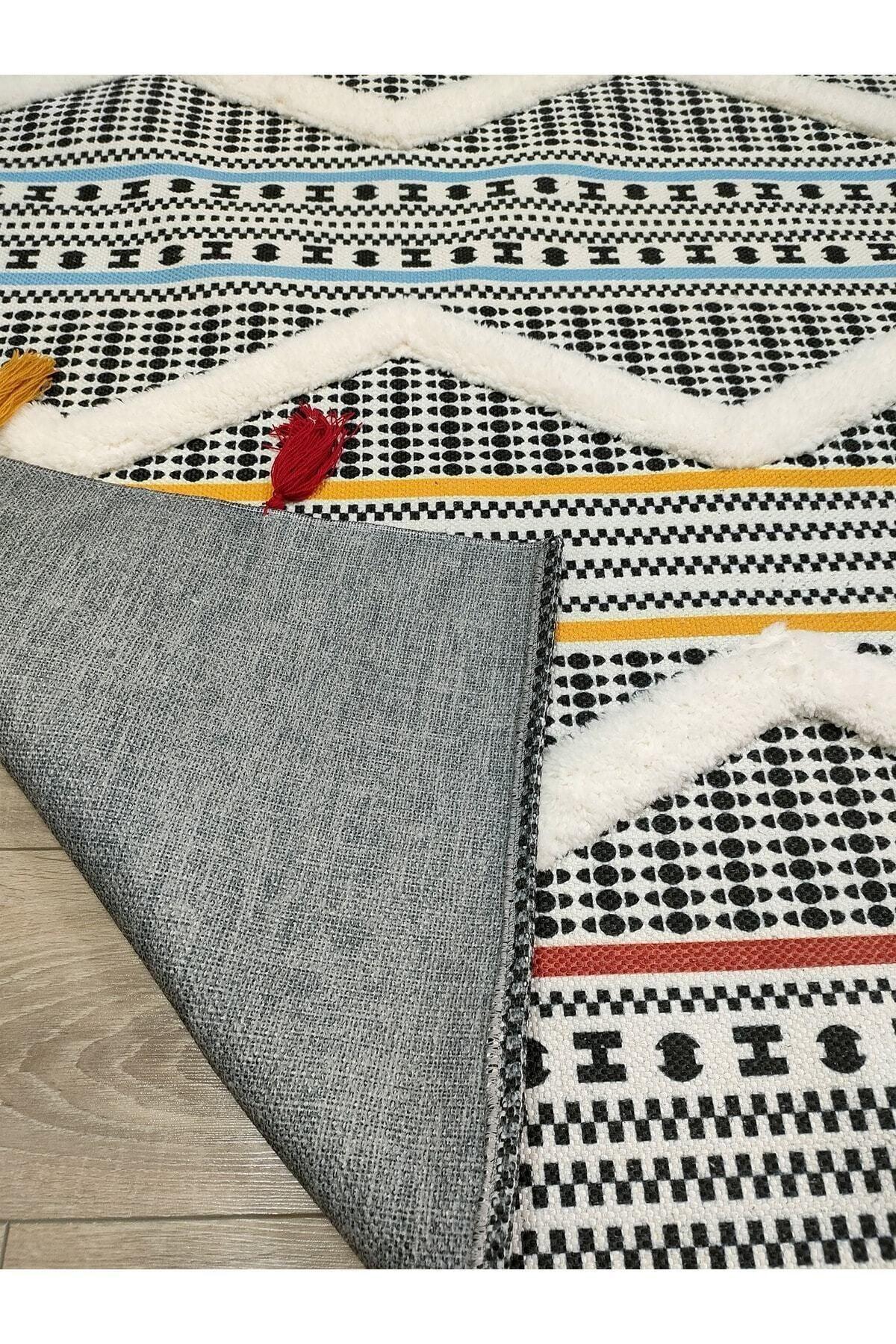 Tafting Kilim Serisi Üzeri Peluşlu Dokuma Taban Dekoratif Kilim - HALI VAGONU