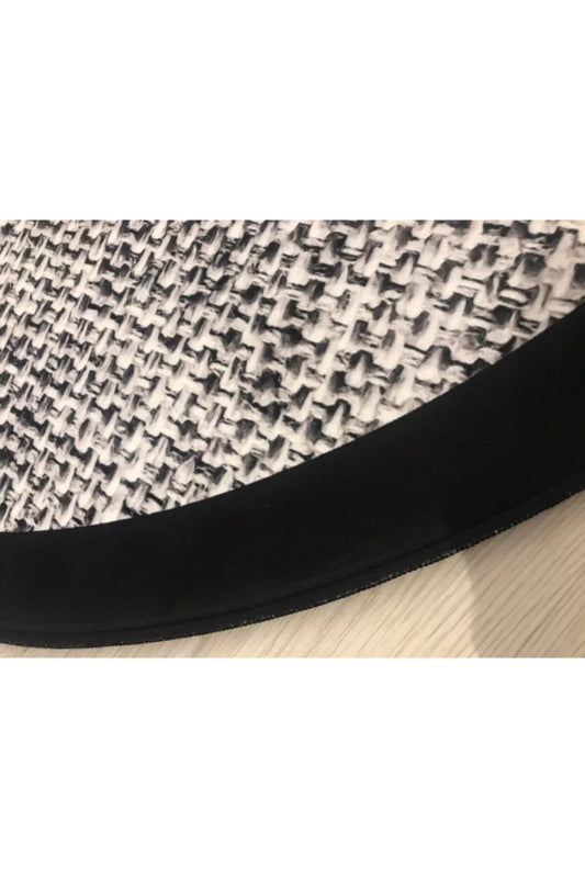 Hasır Jüt Desenli Dijital Baskılı Yuvarlak Halı - HALI VAGONU