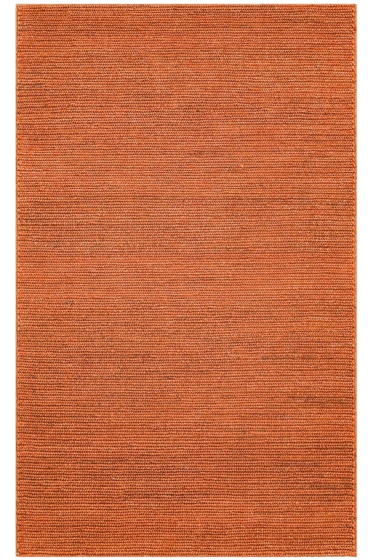 Fine Choti Rust Terra Flatweave El Dokuma Naturel Jüt Hasır Halı canlı görüntüsü.