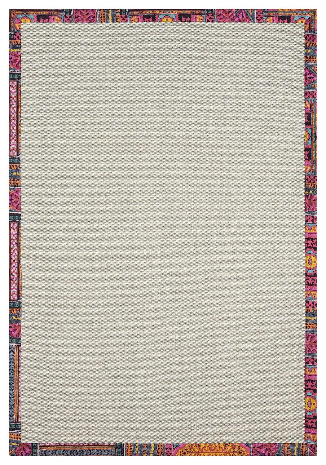 Multicolor Kumaş Bordürlü Sisal Halı, El Yapımı, Özel Ölçü ve Renkli Seçenekler - Evcil Hayvan Dostu - HVHB16 - HALI VAGONU