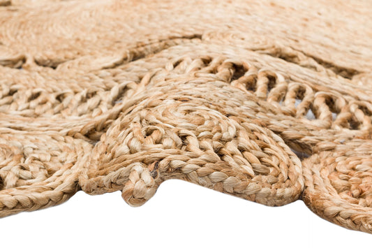 SOLO CA-109 Natural XW yuvarlak veya oval el dokuma naturel jüt hasır halı, otantik dokusu ile evinize sıcaklık katacak.