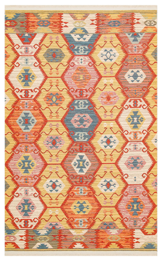 NOMAD 06 RED Yıkanabilir, Çift Taraflı Kullanıma Uygun Yumuşak Tuşeli Otantik Kilim