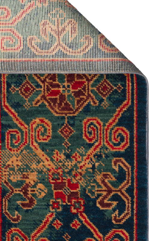 Kadim KDM 01 halısının detayları, Anadolu motifleri ve yeni Zellanda yünü ile el yapımı. Kadim Yün El Halısıgah Halısı.