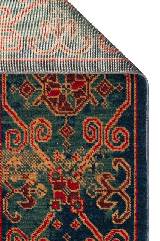 Kadim KDM 01 Navy Red Anadolu Motiflerine Sahip Yeni Zellanda Yünü ile Üretilen El Emeği Yüksek Kara Tezgah Halısı - HALI VAGONU