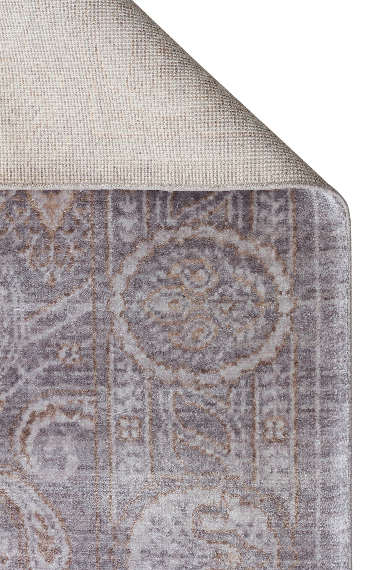 Yüksek kalitede el yapımı Taftan TF 03 Dark Grey Bronze Pakistan Overdyed Tarzı Özel Tezgah Halısı detayı.