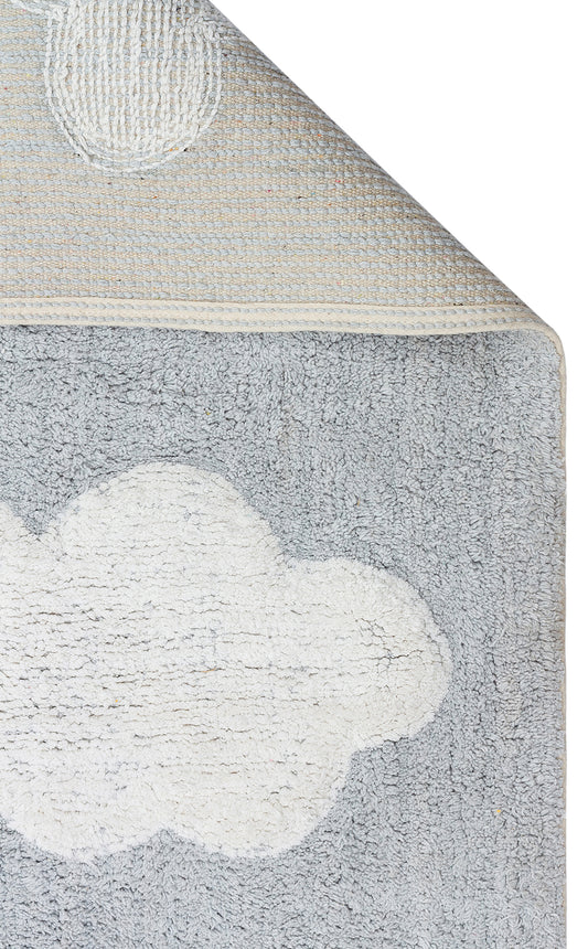 COTTON BOON XXW CBN 14 MULTY XXW Yıkanabilir Kaymaz Tabanlı Naturel Pamuk Bebek Halısı'nın üst yüzeyi, doğal pamuk malzemeden yapılmıştır.