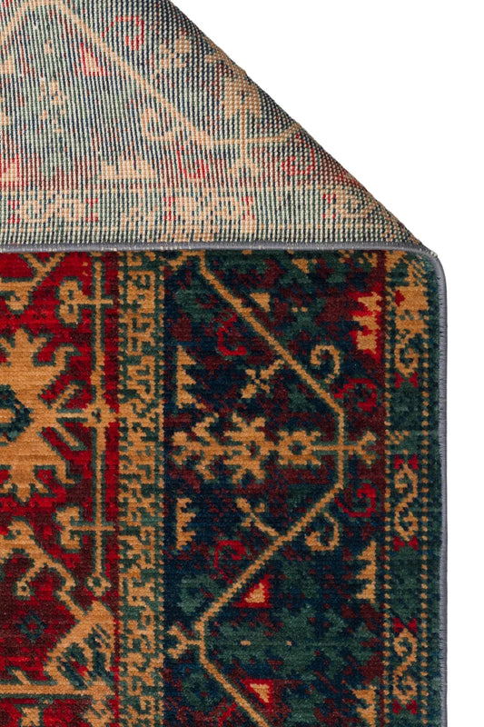 Kadim KDM 09 Red Vintage Anadolu Motiflerine Sahip Yeni Zellanda Yünü ile Üretilen El Emeği Yüksek Kara Tezgah Halısı - HALI VAGONU