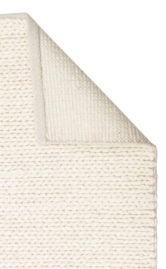 JADE BASKETWEAV CREAM Naturel Kazak Örgü Desenli El Dokuma Örgü Halı