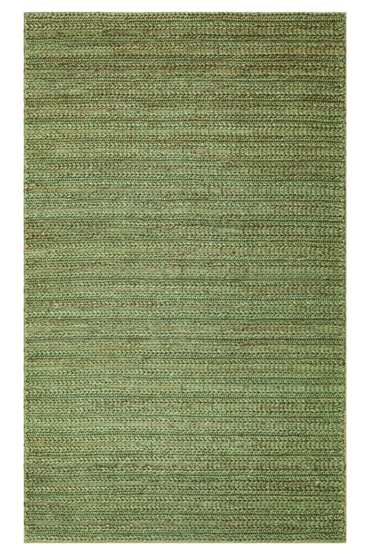 NETRA TRIPLE GREEN XW Farklı Örgü Dokusuna Sahip El Dokuma Naturel Jüt Hasır Halı