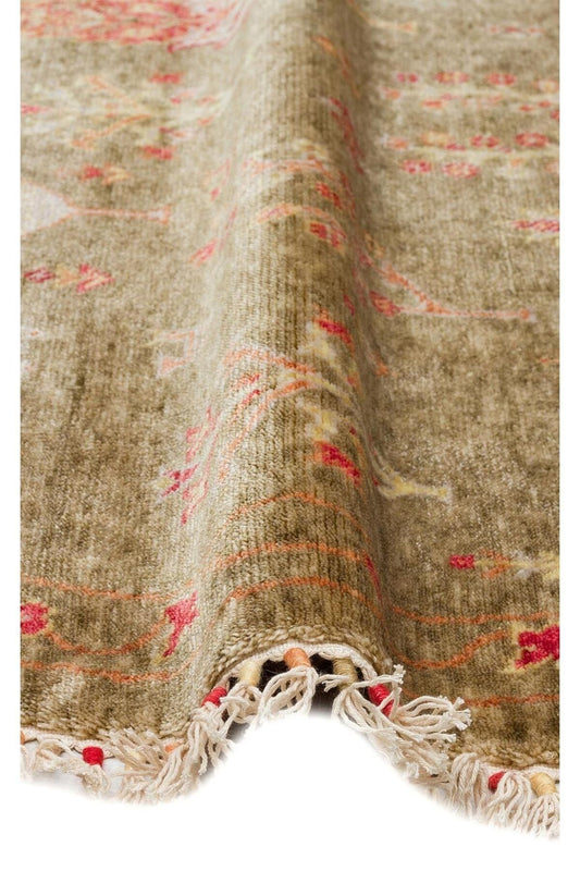 Zara ZR 08 Green Autumn Yuvarlak Otantik Desenli Özel Hav Vermeyen ve Kolay Temizlenebilir viscon Kullanılarak El Emeği ile Özel Tezg