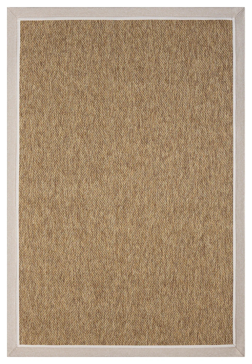 Çift Renk Kumaş Bordürlü Balık Sırtı Desenli Krem Bej Sisal Halı - El Yapımı, Evcil Hayvan Dostu - HVHB03 - HALI VAGONU