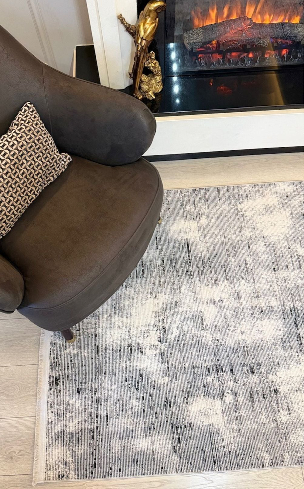 Zen Koleksiyonu Gri Beyaz İnce Yıkanabilir Kaymaz Tabanlı Makine Halısı