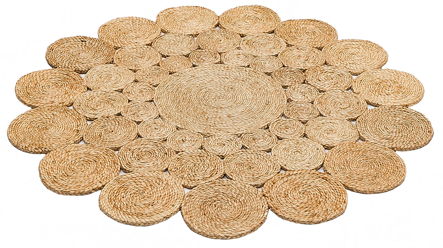 SOLO CA-111 Natural XW Yuvarlak veya Oval El Dokuma Naturel Jüt Hasır Halı, 2200 gr/m2 ağırlığı ve dokuma kalitesiyle dikkat çekiyor.
