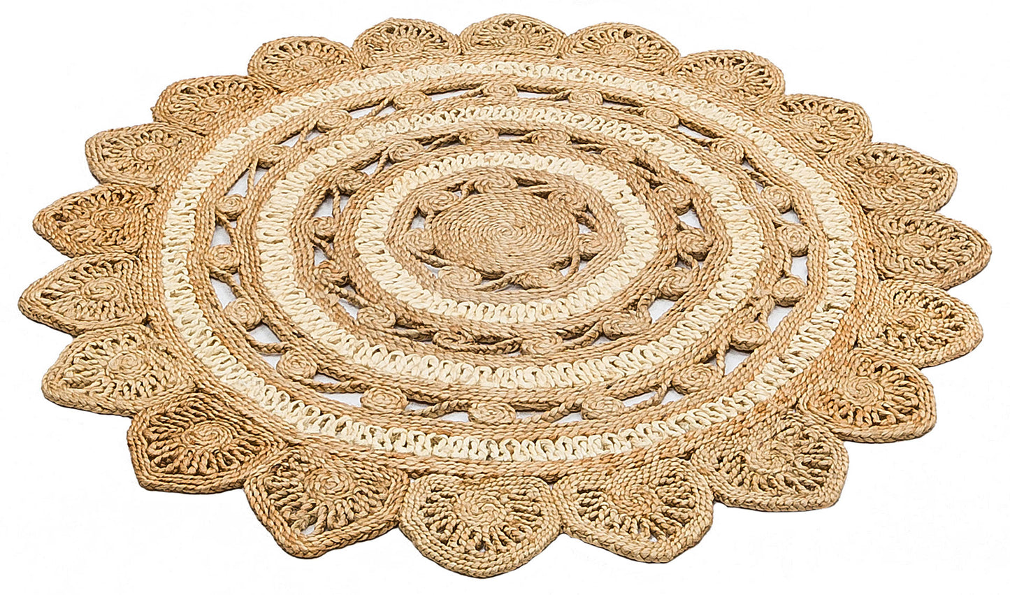 SOLO CA-105 Natural White XW Yuvarlak veya Oval El Dokuma Naturel Jüt Hasır Halı